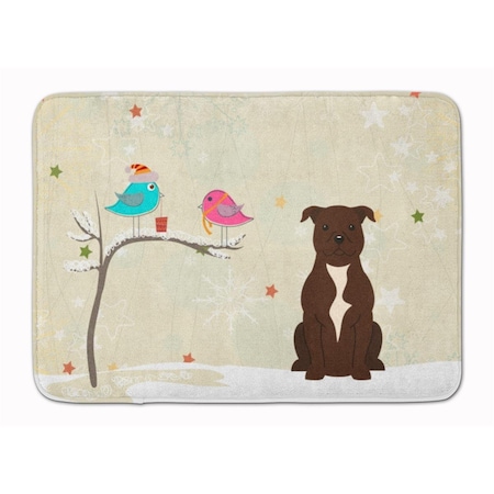 Carolines Treasures Christmas Bull Terrier Chocolate Machine Washable Memory Foam Mat BB2520RUG